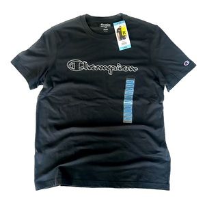 Champion Men's Regular Classic Short-Sleeve Logo Graphic Large Black T-Shirt